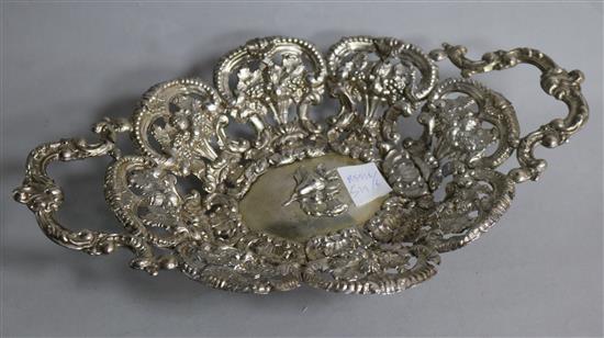 A Portuguese? pierced white metal basket, (a.f.),